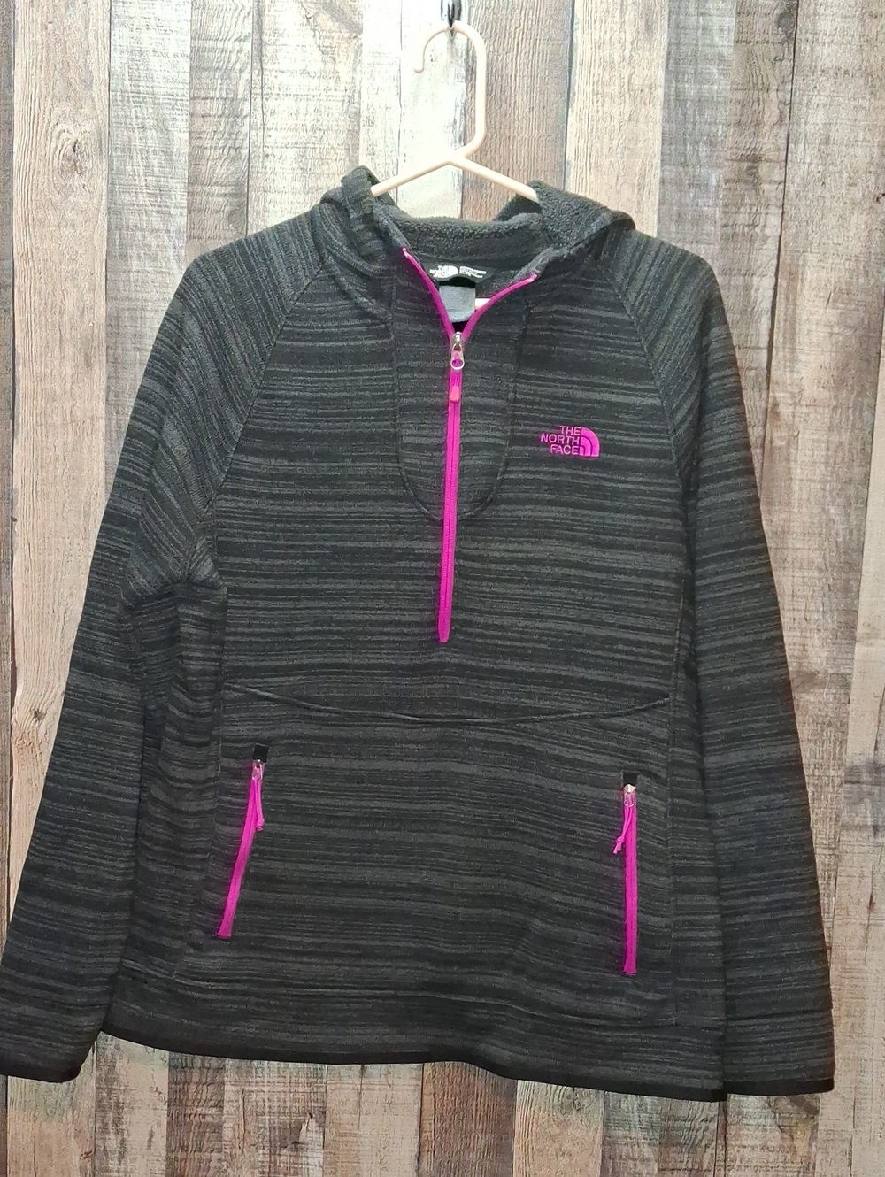 The North Face Women's Charcoal Half-Zip Hoodie Sweatshirt Size XL